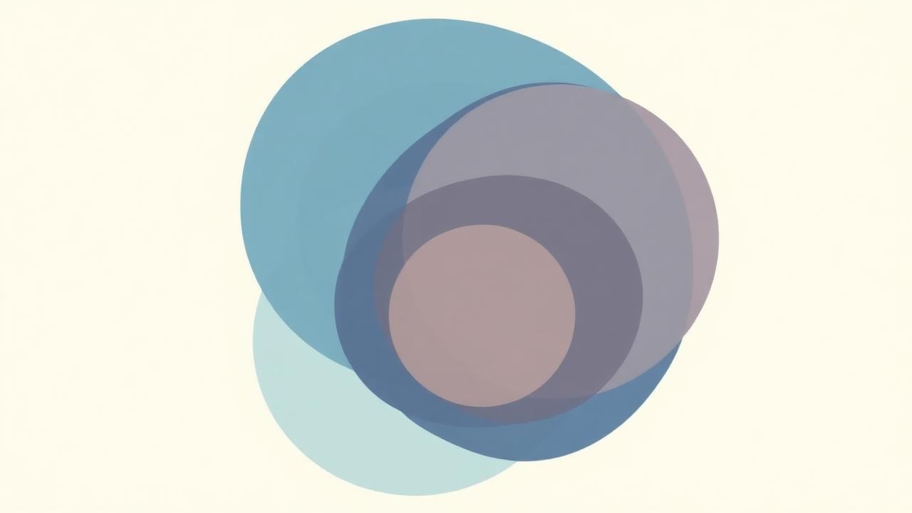 Abstract editorial illustration of overlapping circles representing emotional balance